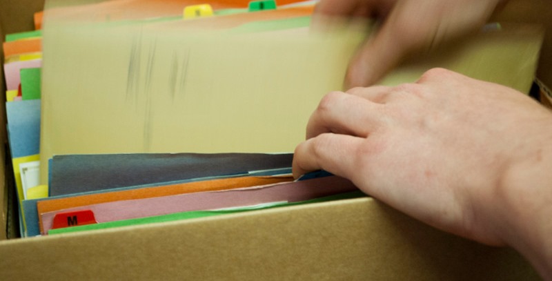 archivador con archivos