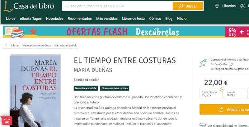 el tiempo entre costuras casa del libro